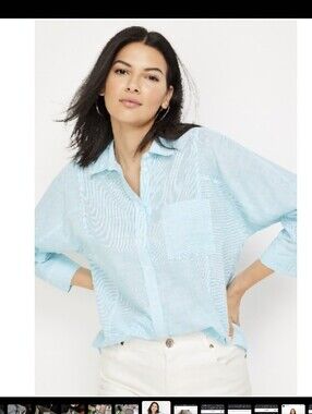Casa cabana Light Blue Sheer Button-Up Shirt  Women